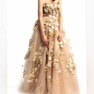 Valentino 2011 Floral Resort Wear Mesh Prom Dress Size 8